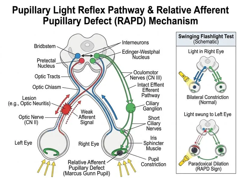 Pupillary Reflexes and Pathologies diagram