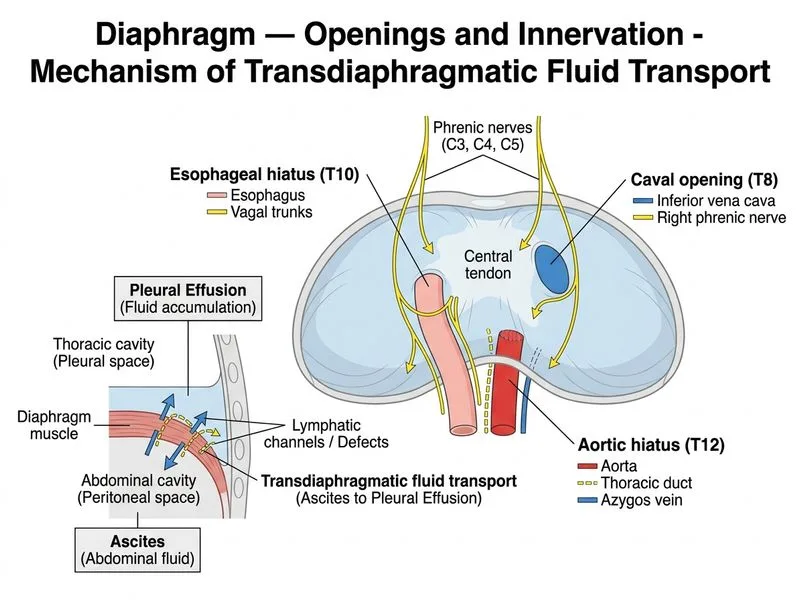 Diaphragm — Openings and Innervation diagram