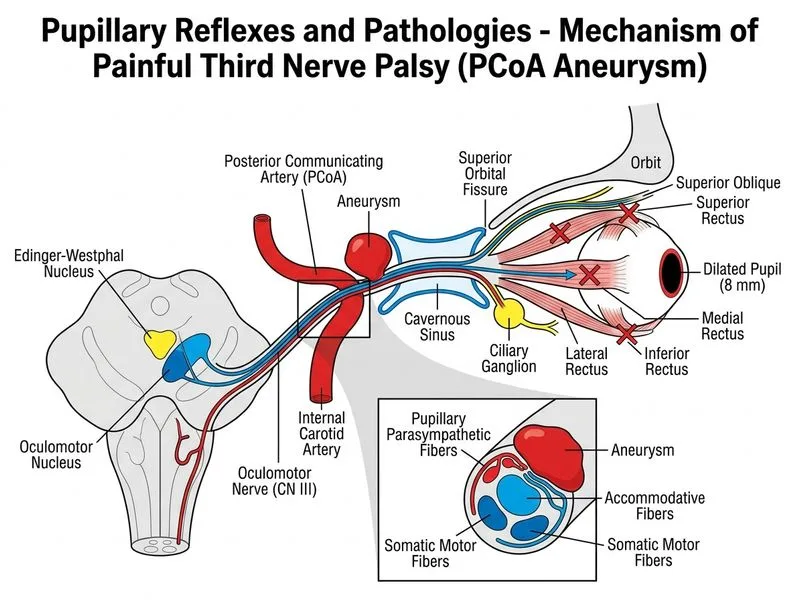 Pupillary Reflexes and Pathologies diagram
