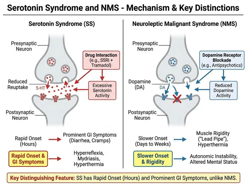 Serotonin Syndrome and NMS diagram