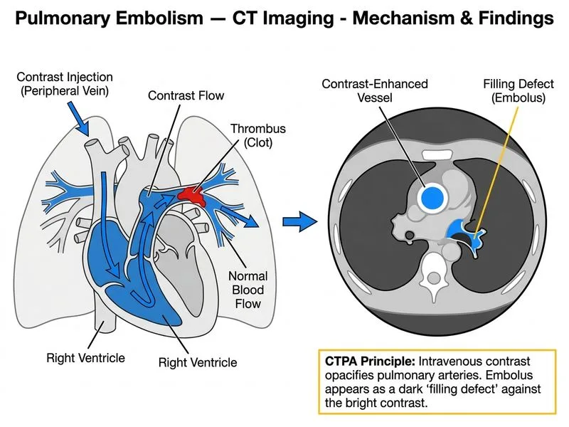 Pulmonary Embolism — CT Imaging diagram