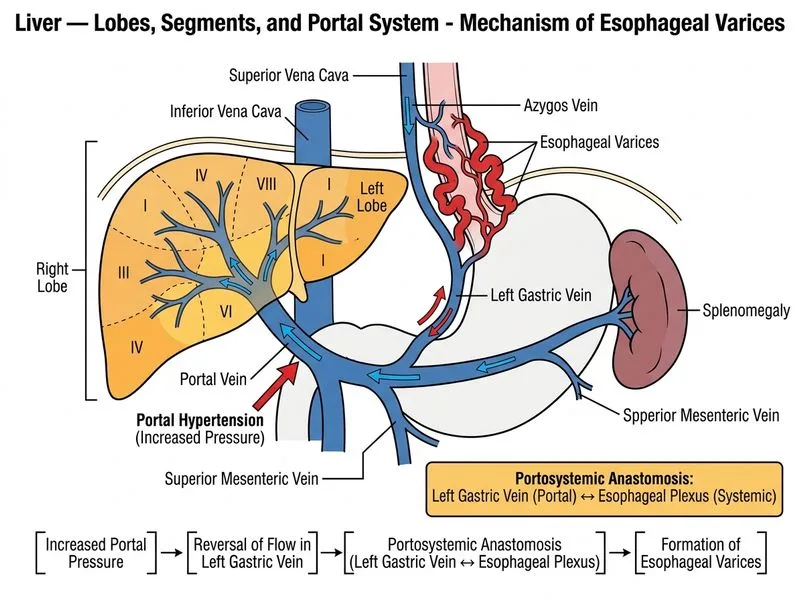 Liver — Lobes, Segments, and Portal System diagram
