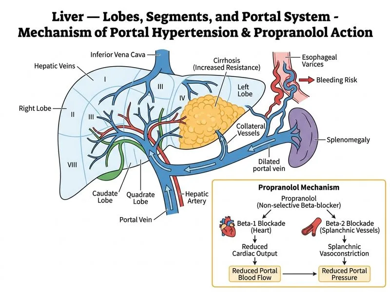 Liver — Lobes, Segments, and Portal System diagram