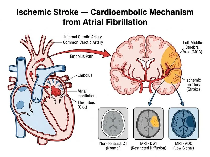 Ischemic Stroke — CT and MRI diagram