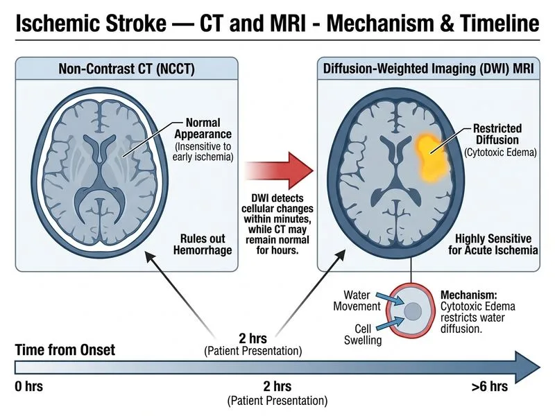 Ischemic Stroke — CT and MRI diagram