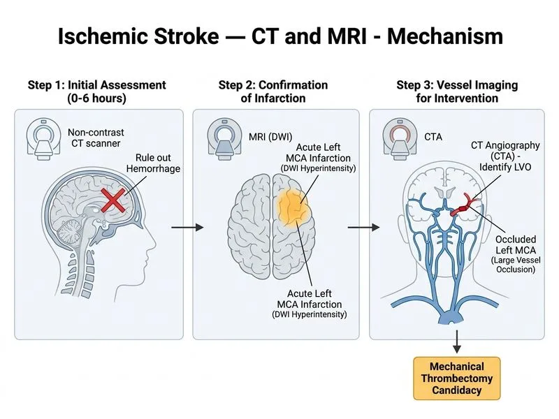 Ischemic Stroke — CT and MRI diagram