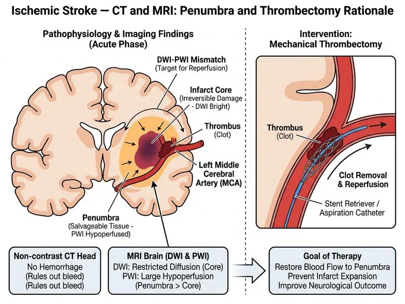 Ischemic Stroke — CT and MRI diagram