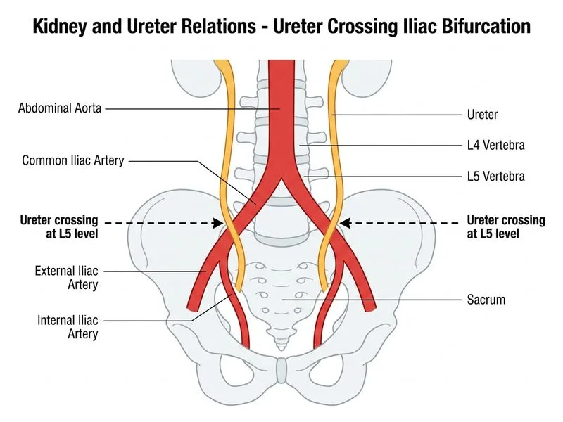 Kidney and Ureter Relations diagram