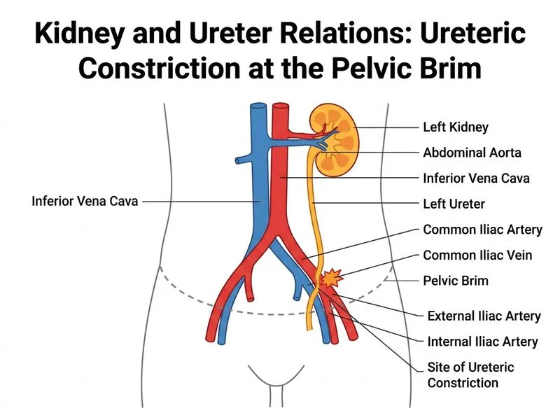 Kidney and Ureter Relations diagram