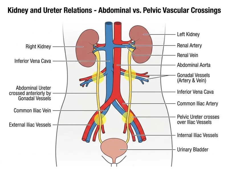 Kidney and Ureter Relations diagram