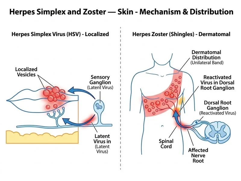 Herpes Simplex and Zoster — Skin diagram