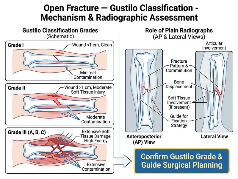 Open Fracture — Gustilo Classification diagram