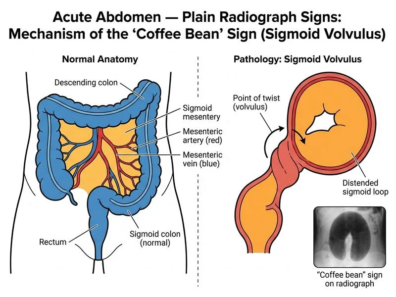 Acute Abdomen — Plain Radiograph Signs diagram