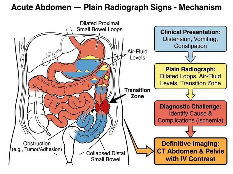 Acute Abdomen — Plain Radiograph Signs diagram
