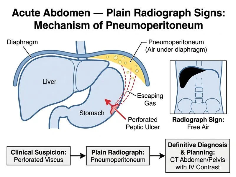 Acute Abdomen — Plain Radiograph Signs diagram