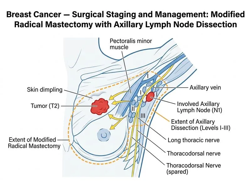 Breast Cancer — Surgical Staging and Management diagram