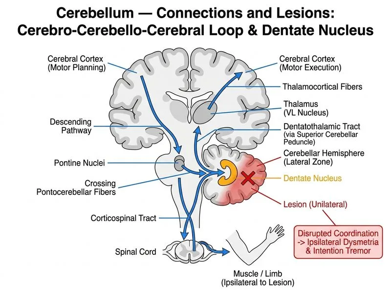 Cerebellum — Connections and Lesions diagram