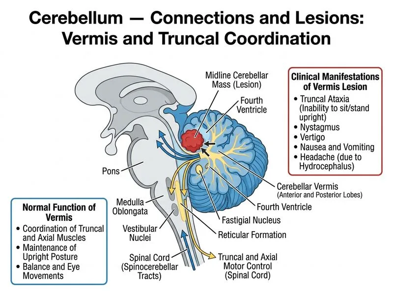 Cerebellum — Connections and Lesions diagram
