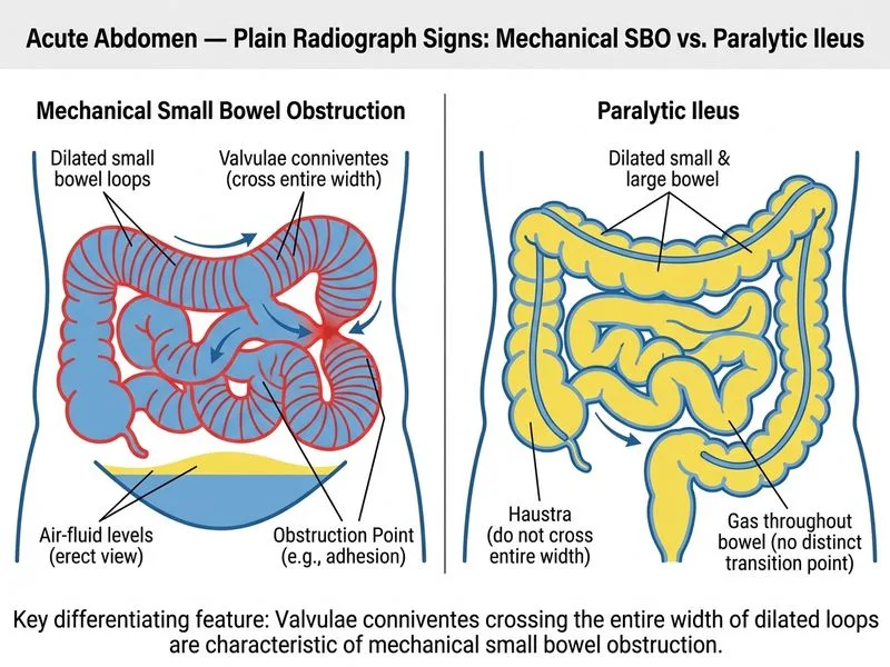 Acute Abdomen — Plain Radiograph Signs diagram