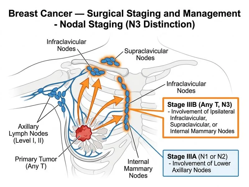 Breast Cancer — Surgical Staging and Management diagram