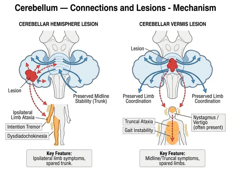 Cerebellum — Connections and Lesions diagram