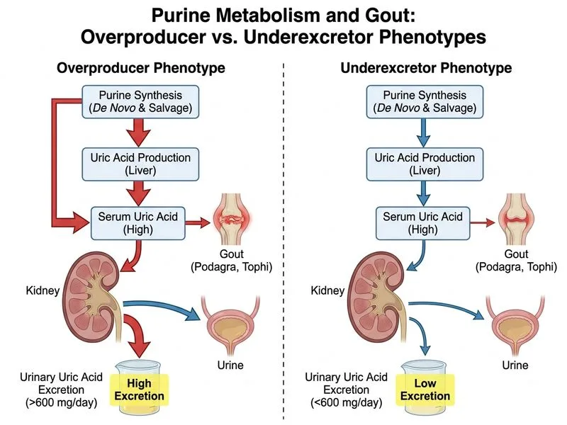 Purine Metabolism and Gout diagram