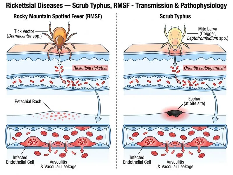 Rickettsial Diseases — Scrub Typhus, RMSF diagram